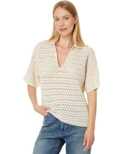 Faherty Nusa Crochet Polo | Sweaters